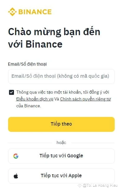 Binance 註冊頁提供 Email/手機、Google、Apple 等建立帳號方式
